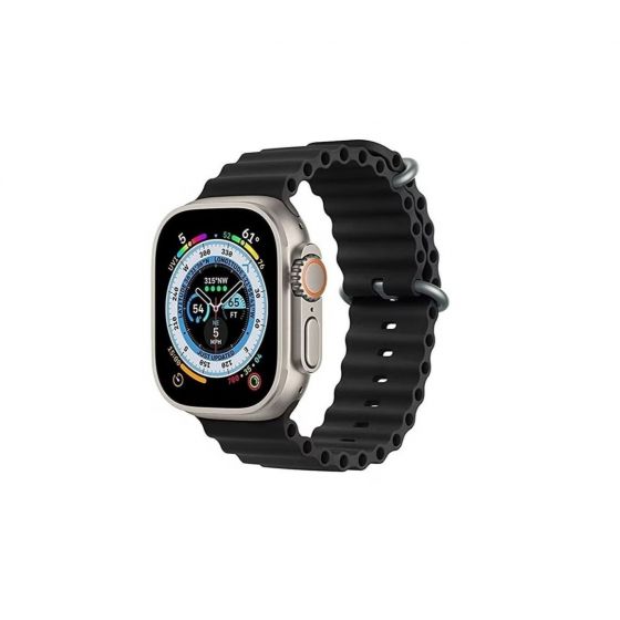 S9 Ultra Smart Watch, Silver Case, Black strap