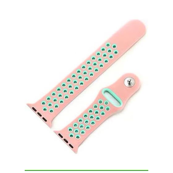 Silicone Sport Band for Apple Watch, 42mm- Pink and Green
