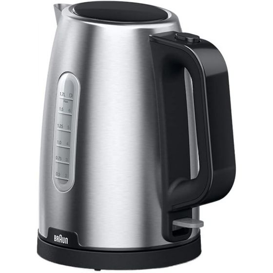 Braun PurShine Electric Kettle, 1.7 Liters, 2200 Watt, Black and Silver - WK 1500