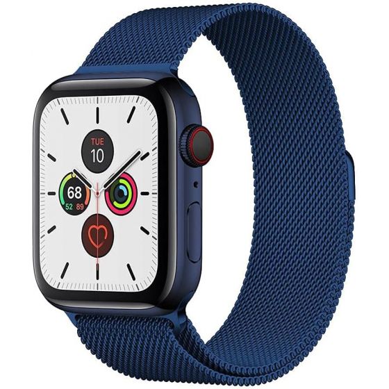 For Apple Watch 6 Size 44mm Light Stainless Steel Milanese Loop Band from Smart Stuff - Blue