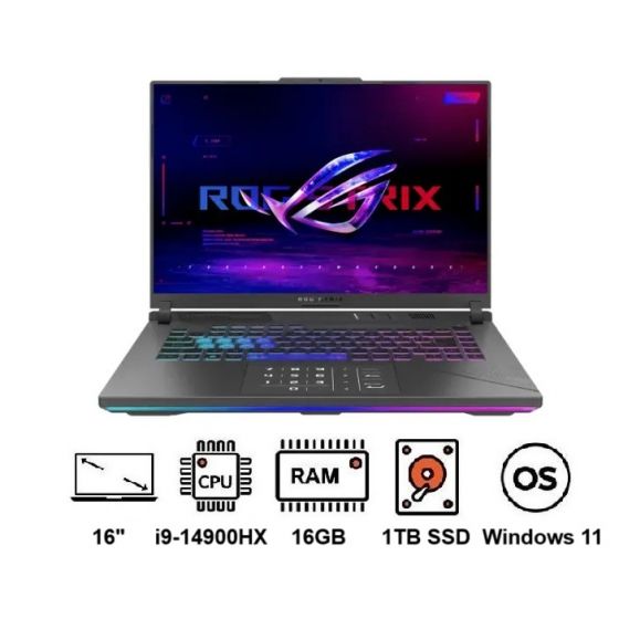 Asus ROG Strix G16 G614JIR-N3009W Gaming Laptop, 16 Inch FHD, Intel Core I9-14900HX, 1TB SSD, 16GB RAM, Nvidia GeForce RTX 4070 8GB, Windows 11 - Eclipse Gray