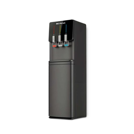 Sonai Hot, Cold and Normal  Water Dispenser with Refrigerator, 3 Taps, Black - MAR-2250F
