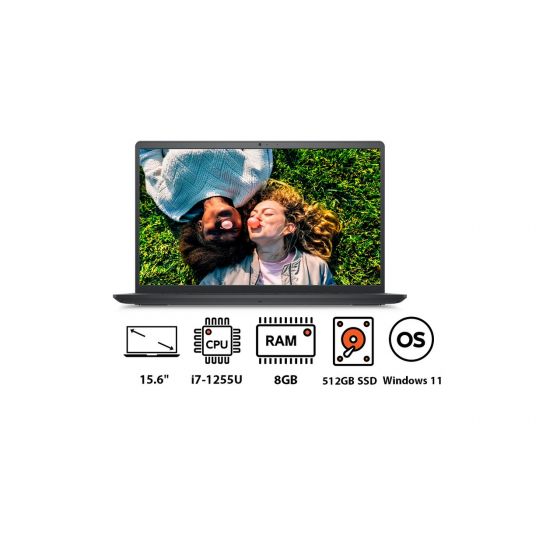 Dell Inspiron 3520 Laptop, Intel Core i7-1255U, 512GB SSD, 8GB RAM, 15.6 Inches, FHD 120Hz Display, Intel UHD Graphics, Windows 11 - Black