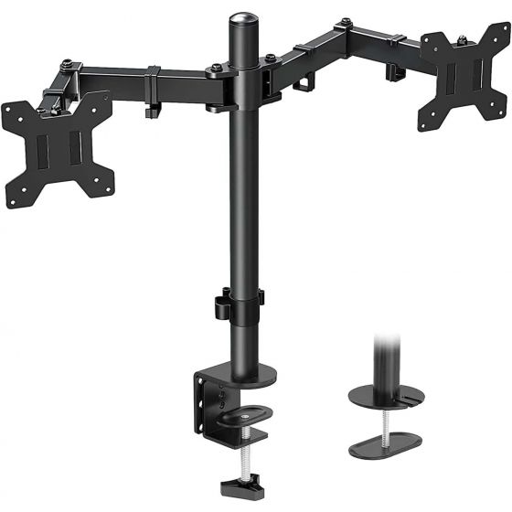 Dual Arm Holder for 27 Inch Monitors - Black