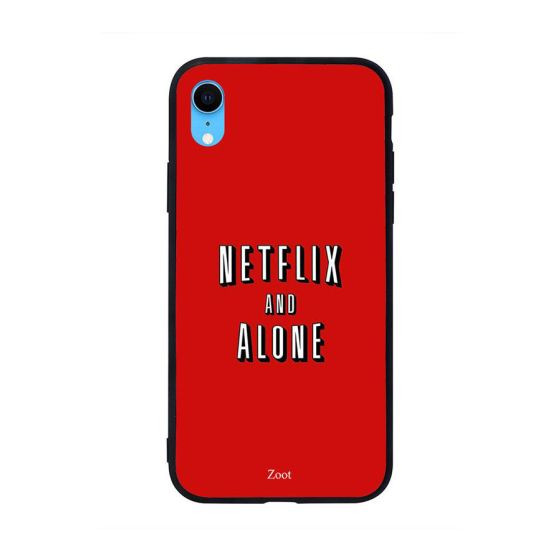جراب ظهر بطبعة عبارة Netflix And Alone لابل ايفون XR