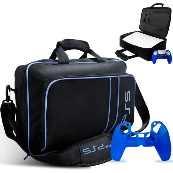 Chicoque PlayStation Bag For PlayStation 5 With Controller Cover - Black and Blue