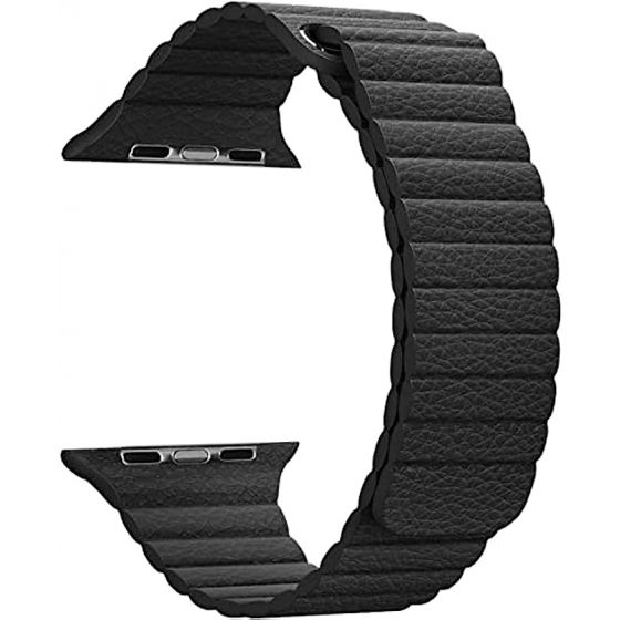 Compatible with Apple Watch band 44mm/42mm, Leather Loop Band with Magnetic Closure Compatible with Apple Watch Series 4/3/2/1 (Black)