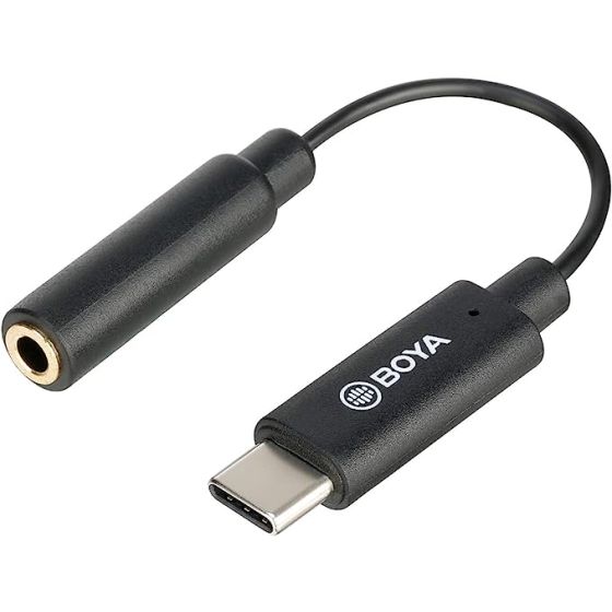 كابل USB AUX إلى USB فئة C بويا، 6 سم، اسود - BY-K4
