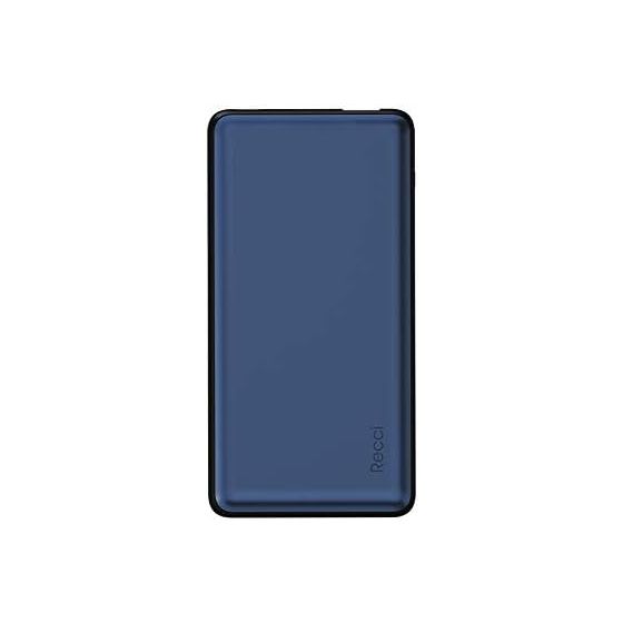 Recci Wired Power Bank, 10000 mAh, 2 USB Ports, Blue - RM-10000