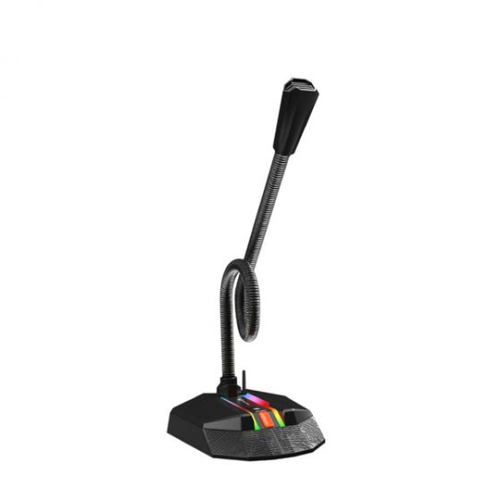 ميكروفون جيمنج سلكي ميشن، اضاءة بالوان RGB، اسود - MC15