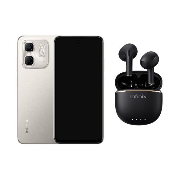 Infinix Hot 50i, 256GB, 8GB RAM, 4G LTE, Dual SIM - Grey with Infinix Lite Bluetooth Earbuds, 2-Mic ENC Technology, Black - XE23 Gift