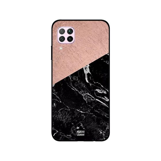 Moreau Laurent Black  and Off White Marble Pattern Printed Back Cover for Huawei Nova 7i