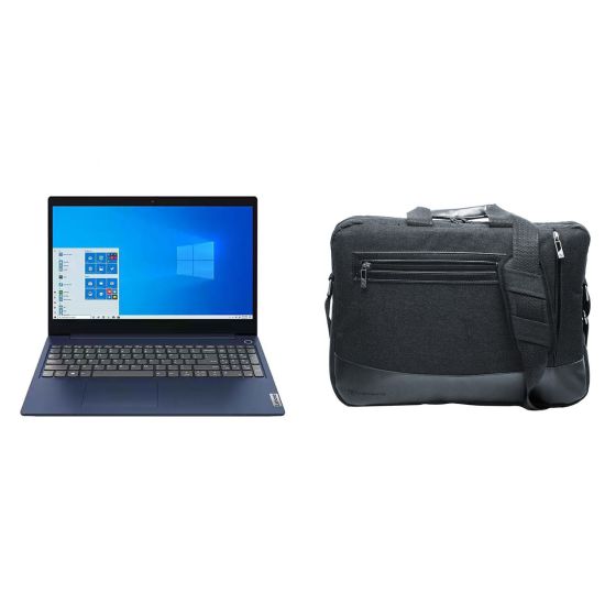 Lenovo IdeaPad 3 15IGL05 Laptop, Intel Celeron N4020, 15.6 Inch, 1TB HDD, 4GB RAM, Intel UHD Graphics, Dos - Abyss Blue with L'avvento Laptop Shoulder Bag, 15.6 Inch, Black - BG36B