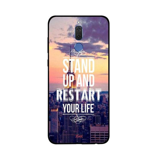 جراب ظهر زوت بطبعة عبارة Stand Up and Restart Your Life لهواوي ميت 10 لايت