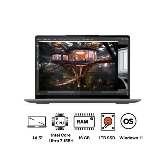 لاب توب لينوفو يوجا برو 7 14IMH9 83E200CWED، انتل كور الترا 7 155H، هارد 1 تيرا SSD، رام16 جيجا، شاشة 14.5 بوصة WQXGA+، 165 هرتز، كارت شاشة انفيديا جي فورس RTX 4050 سعة 6 جيجا GDDR6، ويندوز 11 - رمادي لونا