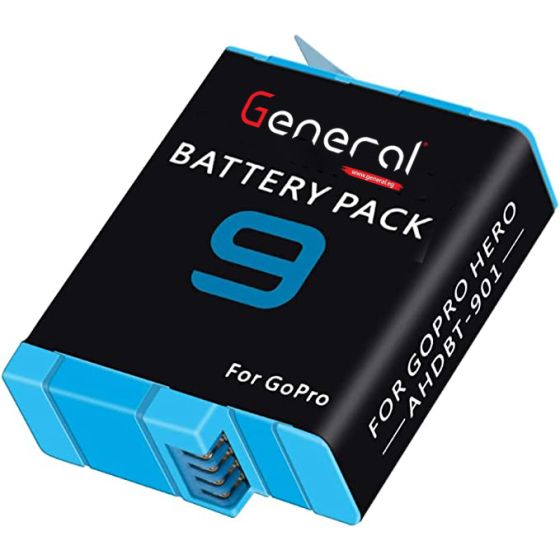 General Rechargeable Lithium-Ion Battery For GoPro Hero 9 Camera, 1720mAh, Black - AHDBT-901