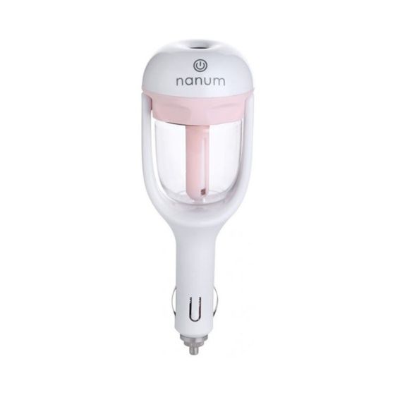 Nanum Car Air Humidifier, 12 Volt - White and Pink