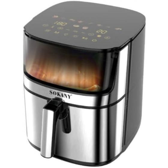 Sokany Digital Air Fryer, ‎8 Liters, 2000 Watt, Black and Silver - SK-10045