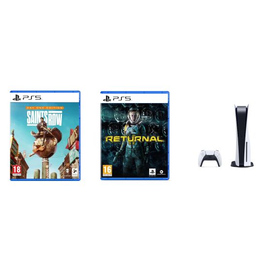 Sony PlayStation 5, 1 Wireless Controller, White - CFI-1016A01 MEE, with Saints Row Day One Edition, and Returnal for PlayStation 5