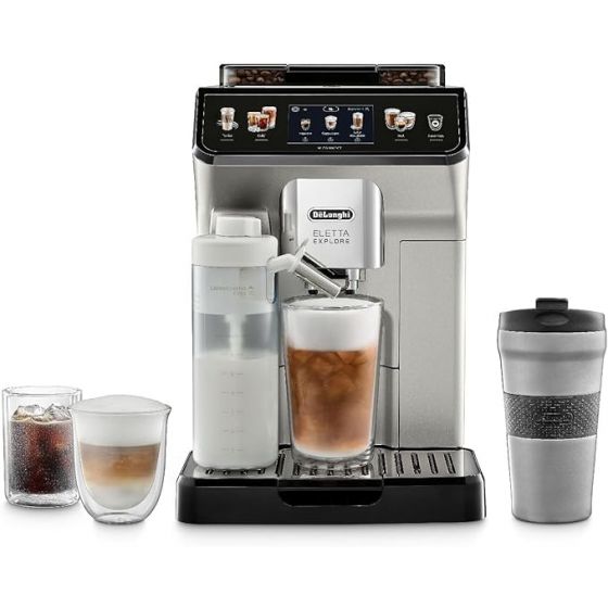 De'Longhi Eletta Explore Espresso Machine, 1 Cup, 1250 Watt, Stainless Steel - ECAM45086S