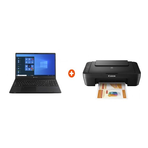 لاب توب توشيبا داينابوك ستالايت برو L50-G-1LD، انتل كور i7-10710U، شاشة مقاس 15.6 بوصة، HDD سعة 1 تيرا+ SSD سعة 128 جيجا، رام سعة 8 جيجا، كارت شاشة نفيديا جي فورس MX250 سعة 2 جيجا جرافيكس، ويندوز 10 - اسود مع طابعة كانون بيكسما MG2540S المتكاملة -اسود