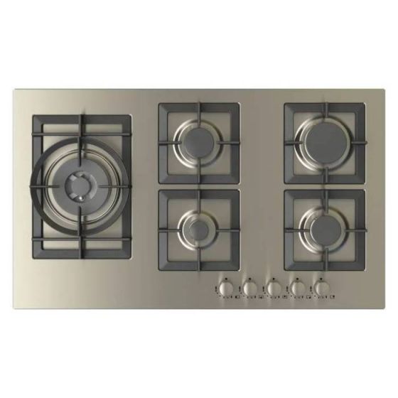 Kitchen Line Gas Built-in Hob, 90cm, 5 Burners, Silver - ZP.JWN5020
