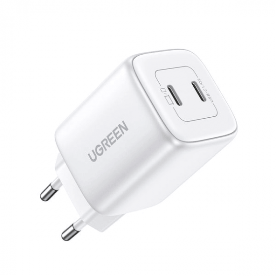 Ugreen Nexode Wall Charger, 45 Watt, 2 USB-C Ports, White - CD294
