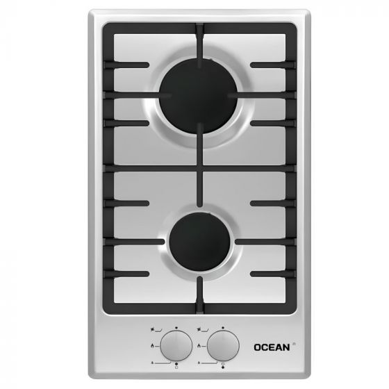 Ocean Built-In Gas Hob, 30cm, 2 Burners, Stainless Steel - OGHF-32-I-PRO