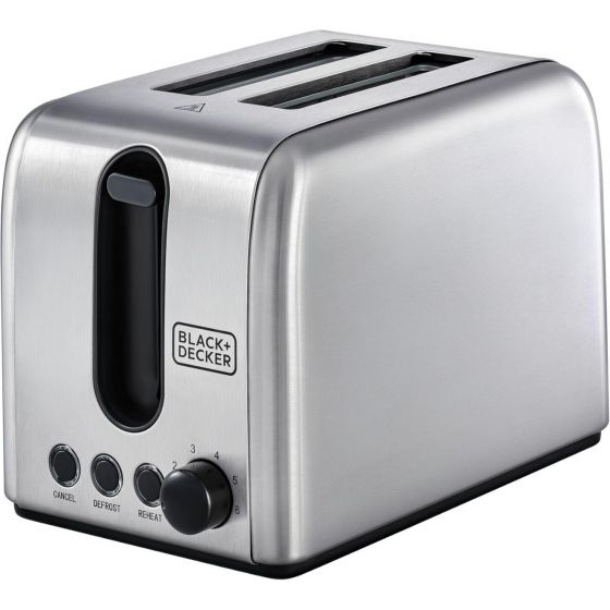 Black + Decker Toaster, 2 Slices, 1050 Watt, Black and Silver - ‎ET244-B5