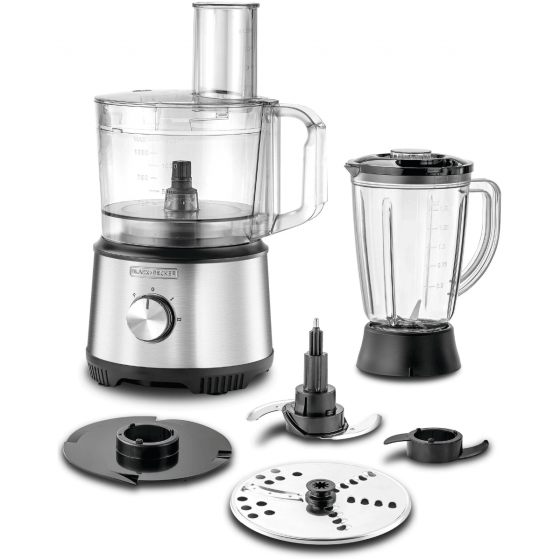 Black+Decker Food Processor, 800 Watt, Black and Silver - FX825