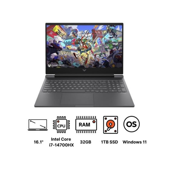 لاب توب اتش بي فيكتوس 16t-R100 انتل كور i7-14700HX سعة 1TB SSD 32 جيجا رام 16.1 بوصة، بتردد FHD IPS 144Hz انفيديا جي فورس ، 8GB، RTX 4060، ويندوز 11 - فضي