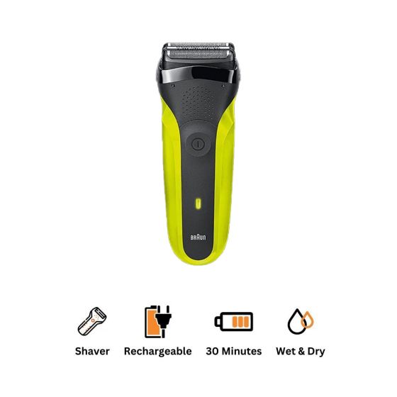Braun 300s Wet and Dry Shaver - Black and Yellow