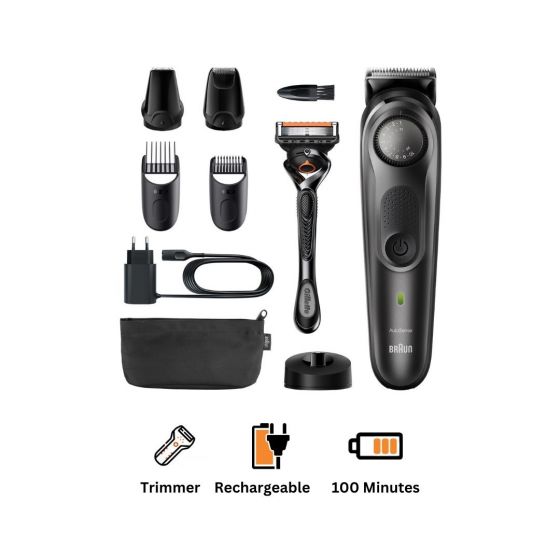 Braun Beard Trimmer with Precision Dial and Gillette ProGlide Razor, Black - BT7340