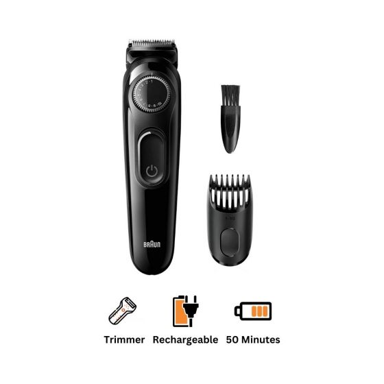 Braun Beard Trimmer and Hair Clipper , Black - BT3222