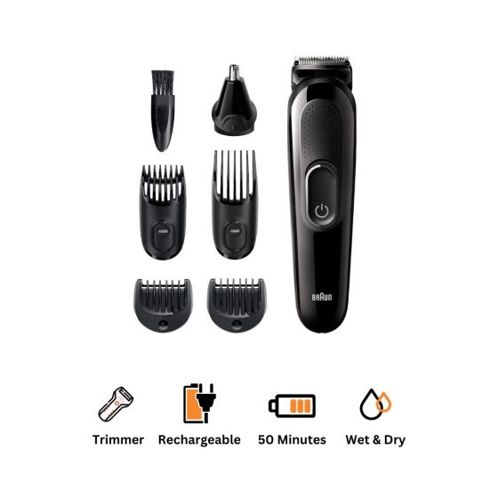 Braun 6 in One Hair Trimmer for Men, Black - MGK3220