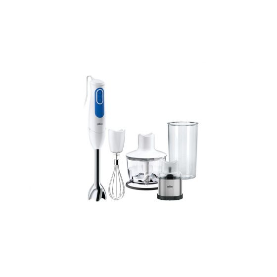 Braun MultiQuick 3 Hand Blender with Attachments, 700 Watt, White/Blue - MQ 3038 Spice+