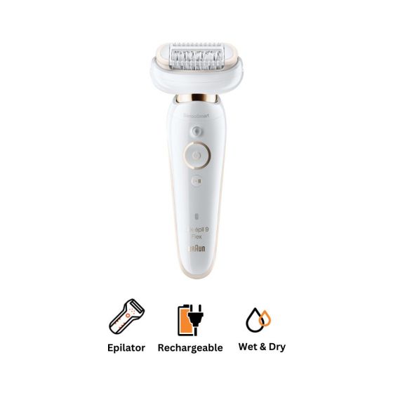 Braun Silk-épil 9 Flex Wet and Dry Epilator, White Gold - SE9010