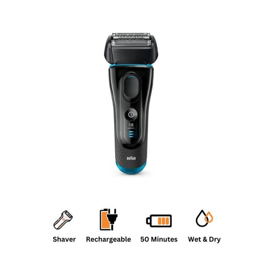 Braun Series 5 Wet & Dry Shaver for Men, Black/Blue - 5140s