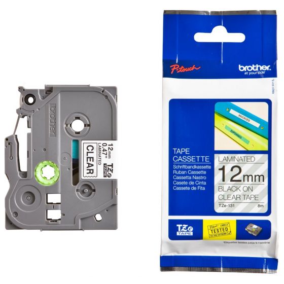 Brother Laminated Labelling Tape Cassette, 18 mm, black/clear - TZE-141