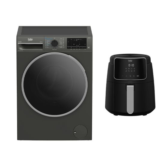 Beko Inverter Washing Machine with Dryer, 10 Kg - BWD10640MCI and ExpertFry EF 4000 Digital Air Fryer, 3.9 Liters, 1500 Watt - FRL2244B