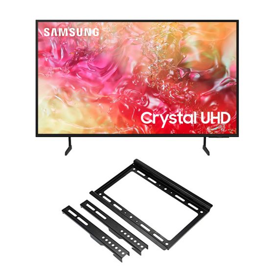 شاشة تلفزيون سامسونج سمارت 43 بوصة بدقة 4K UHD، وتقنية LED مع ريسيفر داخلي - 43DU7000 مع حامل شاشة تلفزيون