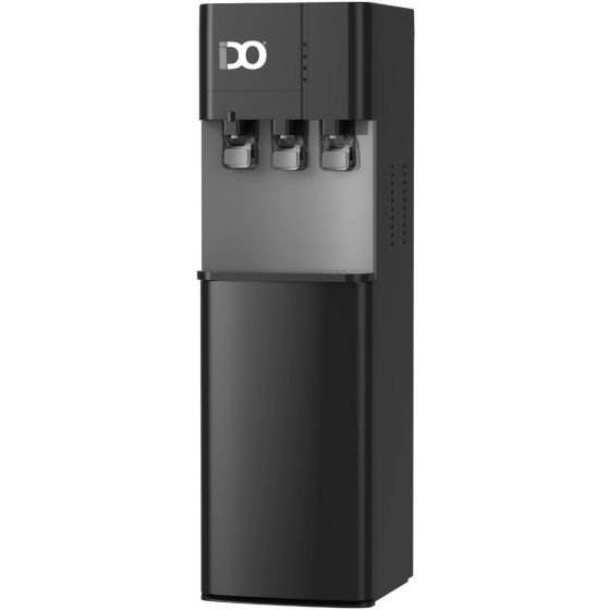 IDO Hot, Cold, and Normal Water Dispenser with Fridge, 3 Taps, Black - WD201FC-BK