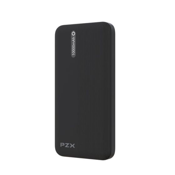 PZX Wired Power Bank, 10000 mAh, 2 USB Ports, Black - V07