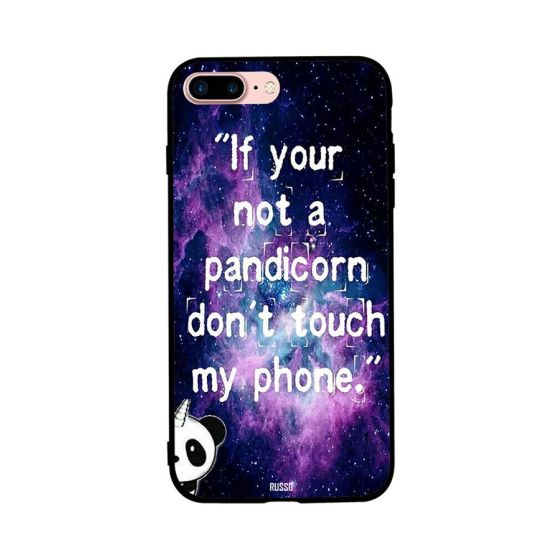 جراب ظهر بطبعة عبارة Pandicorn Don't Touch My Phone لابل ايفون 8 بلس