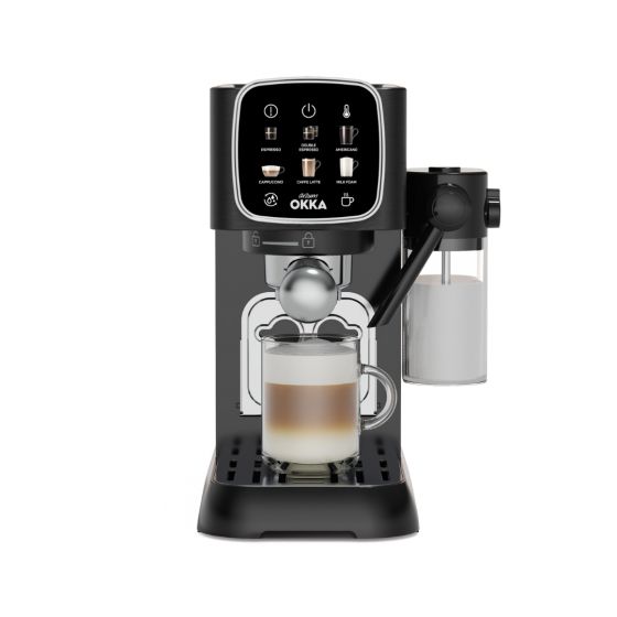 Arzum OKKA Solo M Semi Automatic Espresso Machine, 1628 Watt, Black and Silver - OK0032-0500