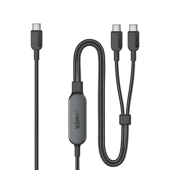 كابل USB-C  انكر 2 في 1، 1.2 متر، اسود - A8895H11