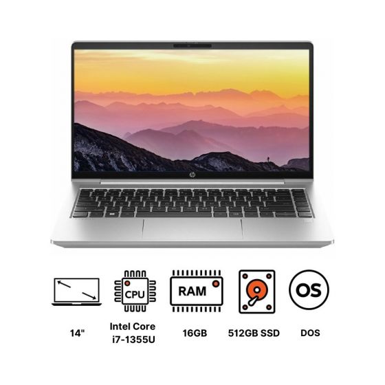 HP Probook 440 G10-8A569EA Laptop, Intel Core i7-1355U, 512GB SSD, 16GB RAM, 14 Inch, FHD IPS, Nvidia GeForce RTX 2050 4GB, FREEDOS - Pike Silver Aluminium