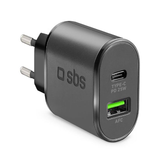شاحن اس بي اس، 2 منفذ، 25 وات، اسود - TETRPD25W