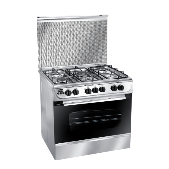 Unionaire Free Standing Gas Cooker, 5 Burners, Stainless Steel- C6090SSAC187F
