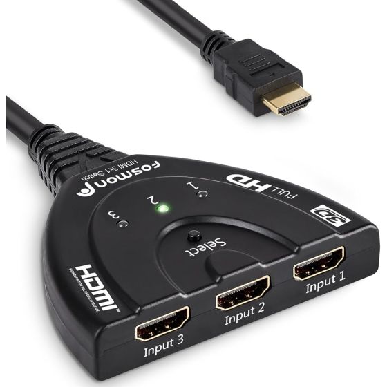 Fosmon 3 In 1 HDMI Splitter, Black - HD1831